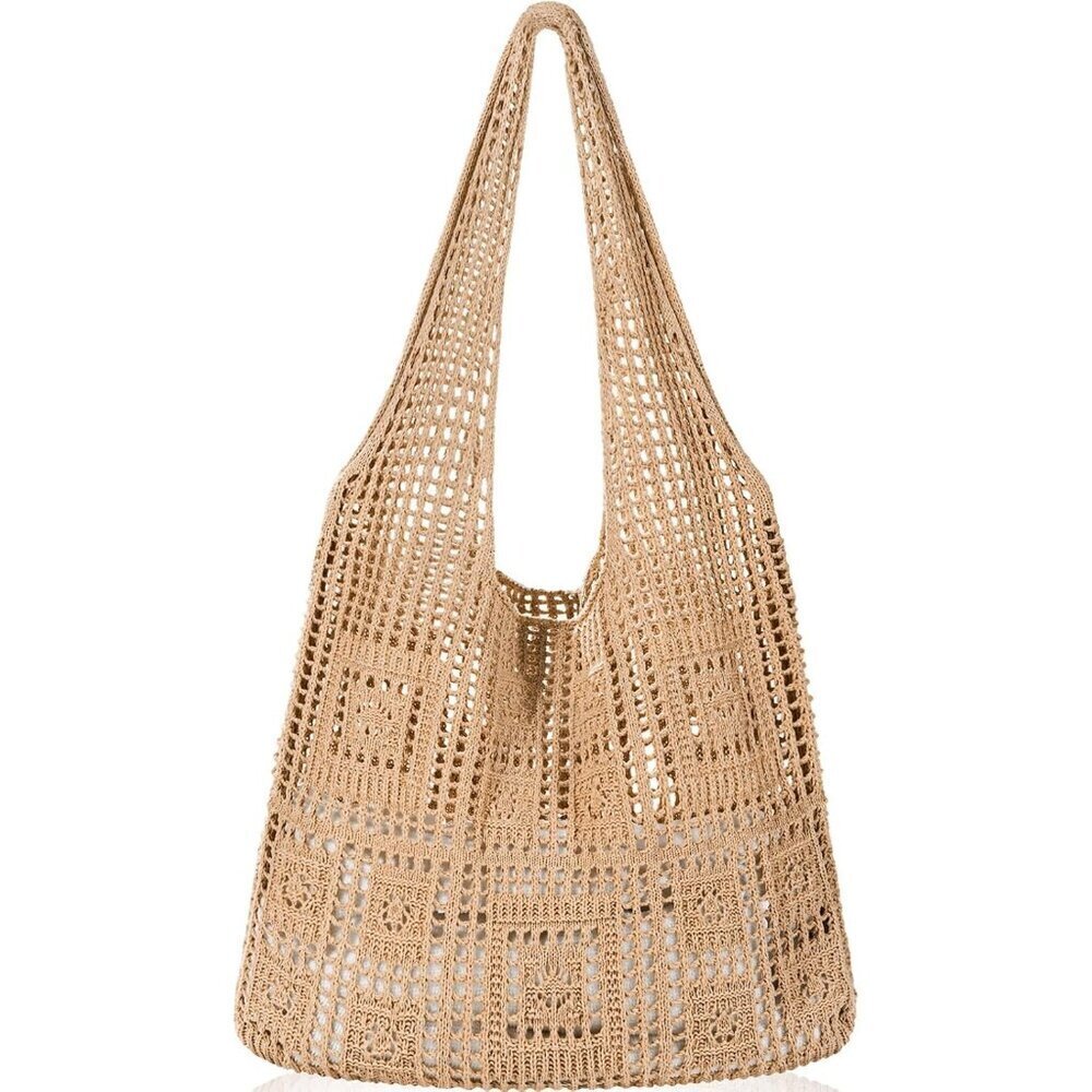 Women's Light Tan Shoulder Shopping Handbag Casual Travel Totes Fold Able Bags